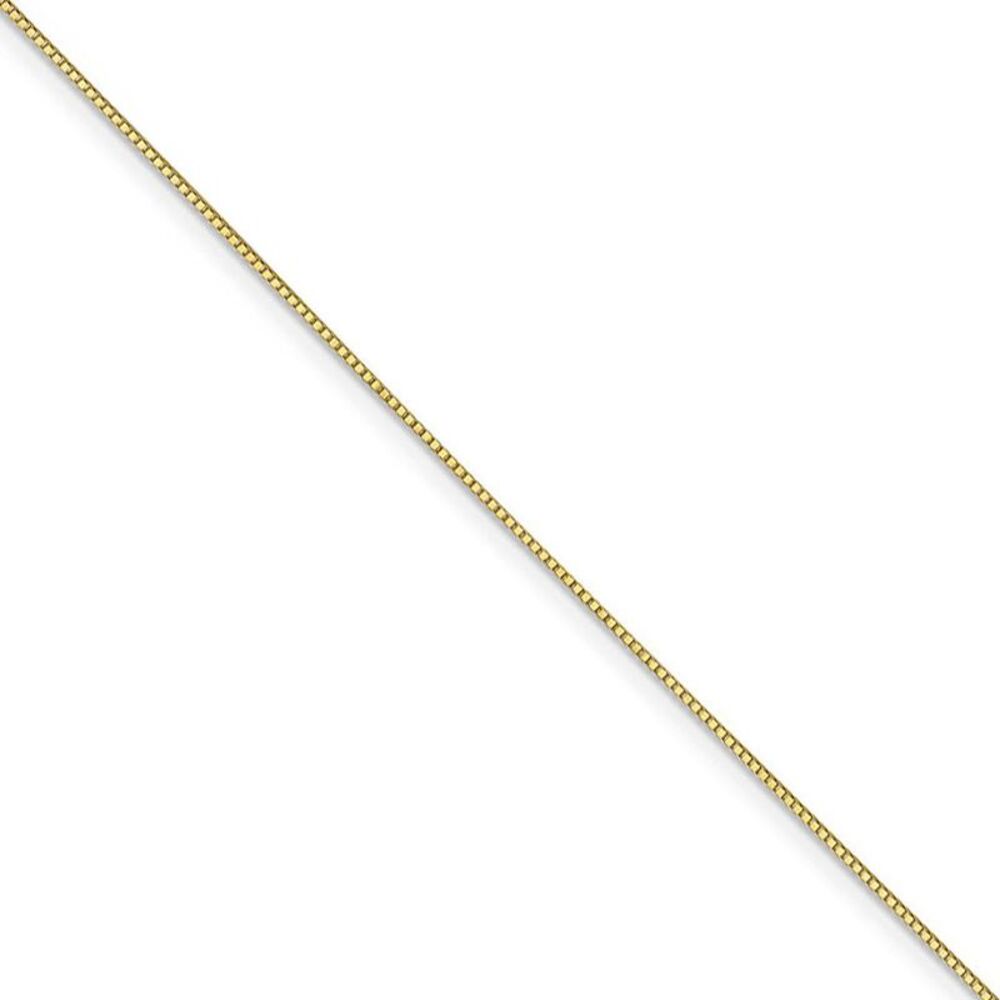 0.7mm 10k Yellow Gold Solid Box Chain Lobster Clasp Necklace, 16 Inch